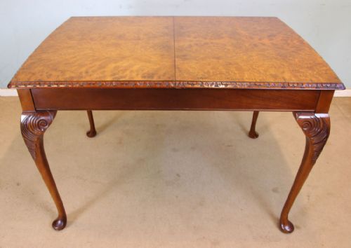 Queen Anne Style Burr Walnut Dining Table