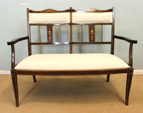 Antique Edwardian Inlaid Mahogany Sofa
