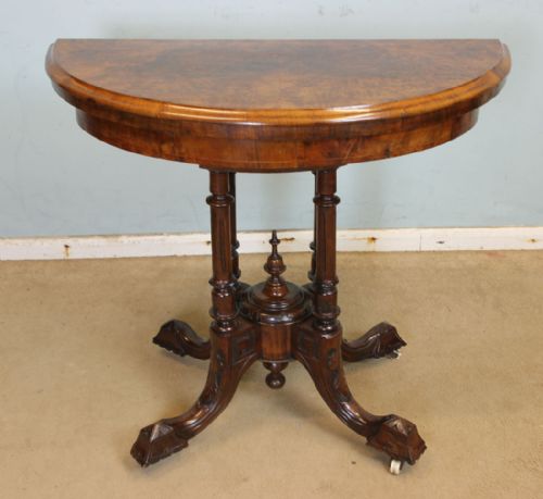 Antique Victorian Burr Walnut Card Table