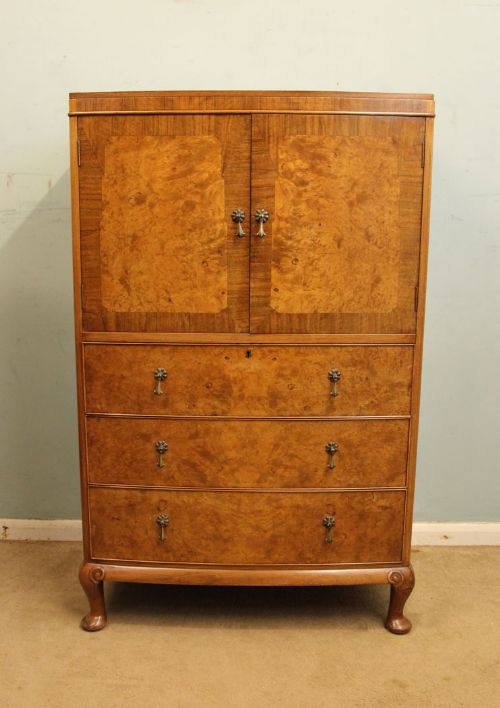 Burr Walnut Chest Drawers Tallboy