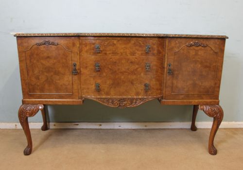 Burr Walnut Queen Anne Style Sideboard