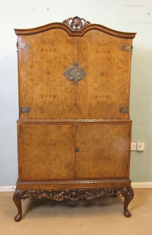 Burr Walnut Cocktail Drinks Cabinet