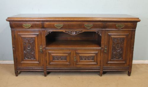 Antique Victorian Carved Oak Sideboard Dresser Base