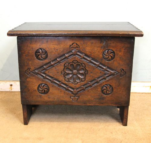 Small Carved Oak Coffer Chest
