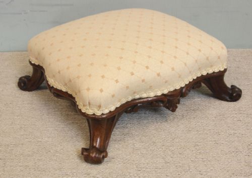 Antique Victorian Shaped Rosewood Footstool