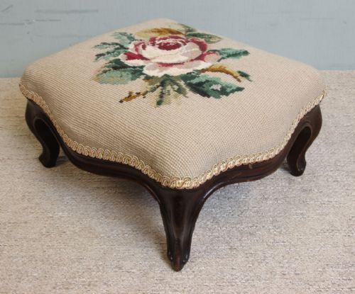 Antique Serpentine Shape Footstool.
