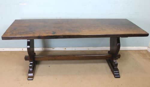 Antique Country Solid Oak Refectory Farmhouse Dining Table