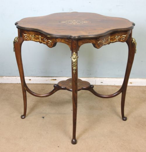 Antique Quality Shaped Rosewood Inlaid Occasional Table