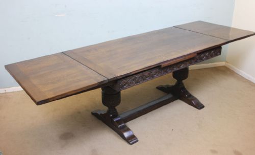 Antique Refectory Oak Draw Leaf Farmhouse Dining Table