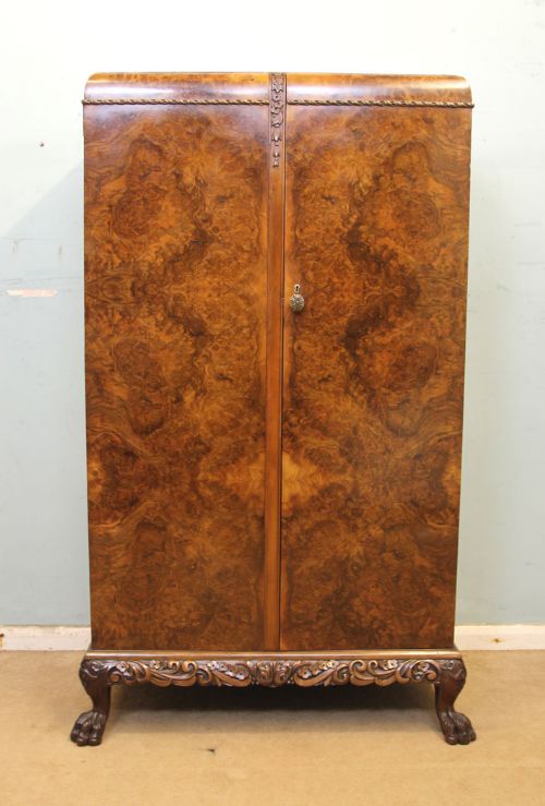 Antique Burr Walnut Tallboy Wardrobe