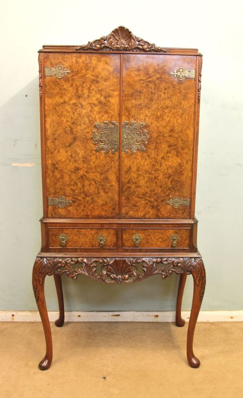 Burr Walnut Cocktail Drinks Cabinet