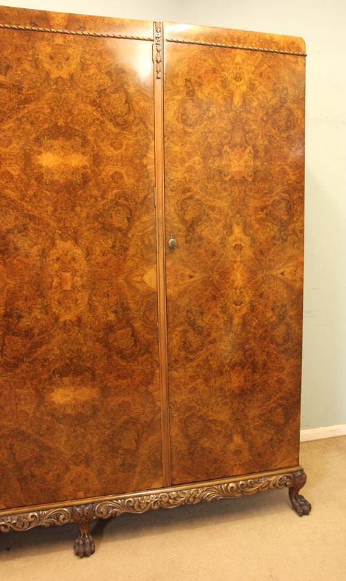 fig 1. Burr Walnut Three Door Combination Wardrobe