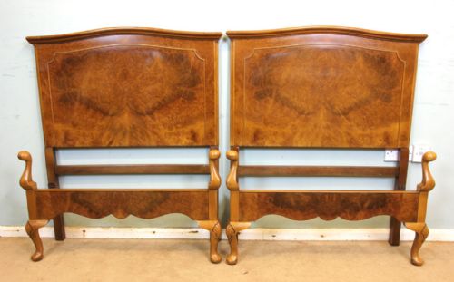 Pair Burr Walnut Single Beds