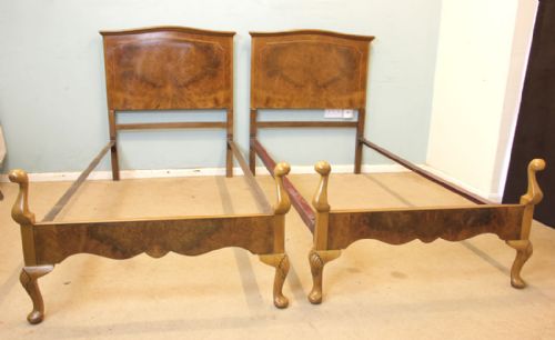 fig 1. Pair Burr Walnut Single Beds