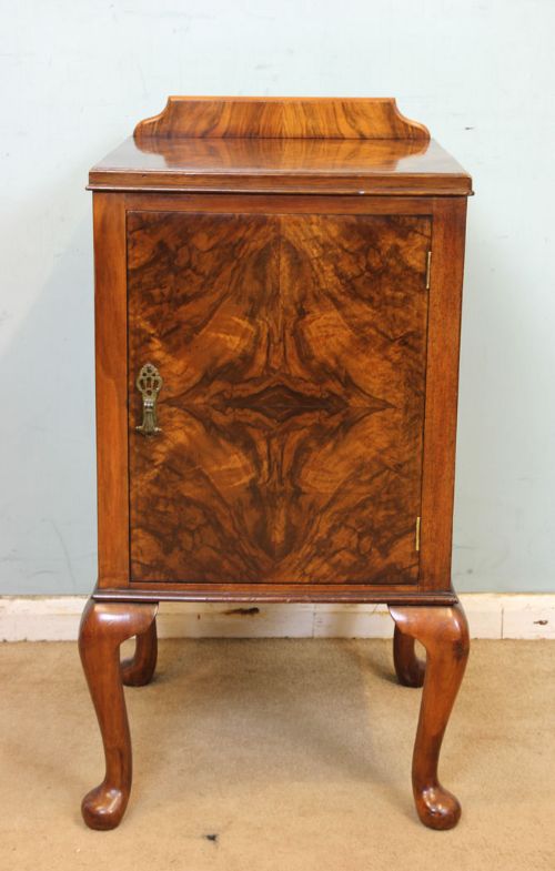 Antique Figured Walnut Bedside Cabinet