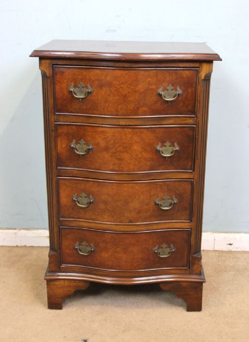 Small Serpentine Front Burr Walnut Chest of Drawers
