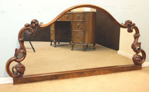 Antique Victorian Walnut Large Overmantel Wall Mirror