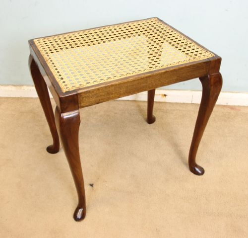 Walnut Framed Cane Seat Stool