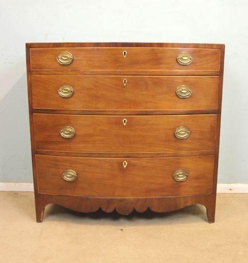 Antique 19th Century Mahogany Bow Front Chest of Drawers,