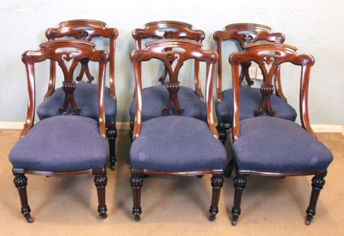 Set Six Antique Victorian Mahogany Dining Chairs