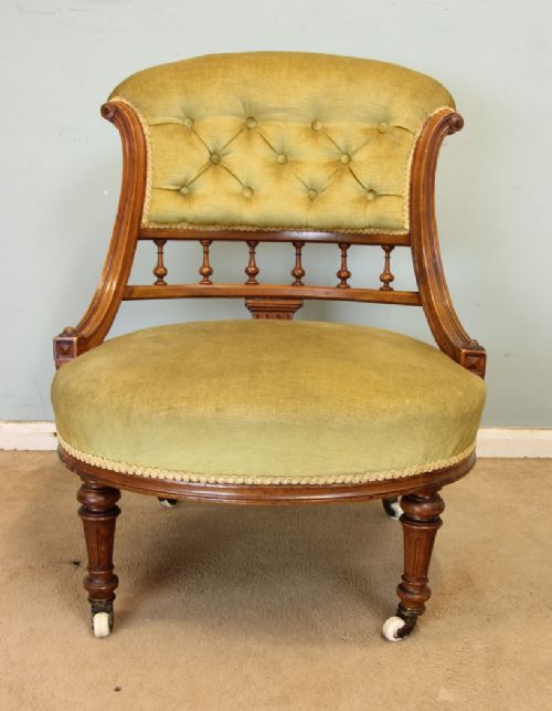 Antique Victorian Walnut Nursing Chair.