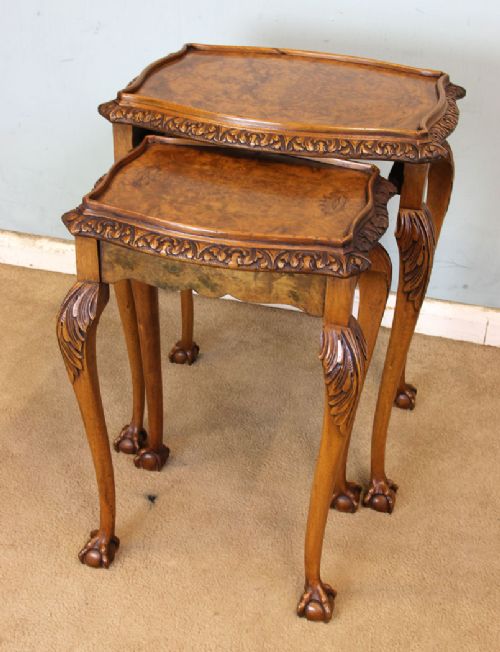 Pair Burr Walnut Occasional Tables