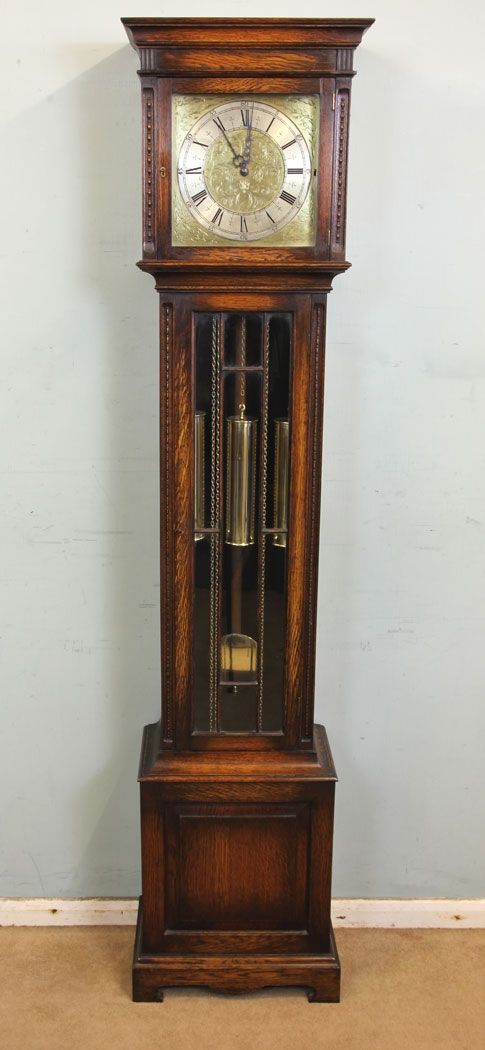 Chiming Oak Grandmother Longcase Grandfather Clock