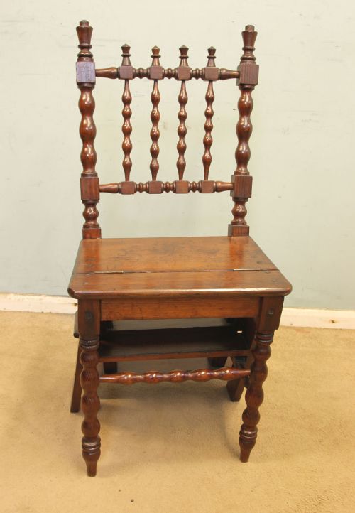 Antique Metamorphic Country Chair Library Steps