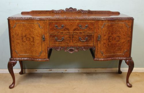 Queen Anne Style Burr Walnut Sideboard