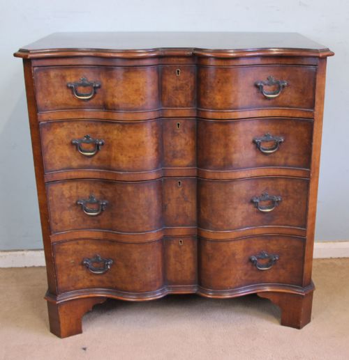 Antique Burr Walnut Serpentine Front Chest of Drawers
