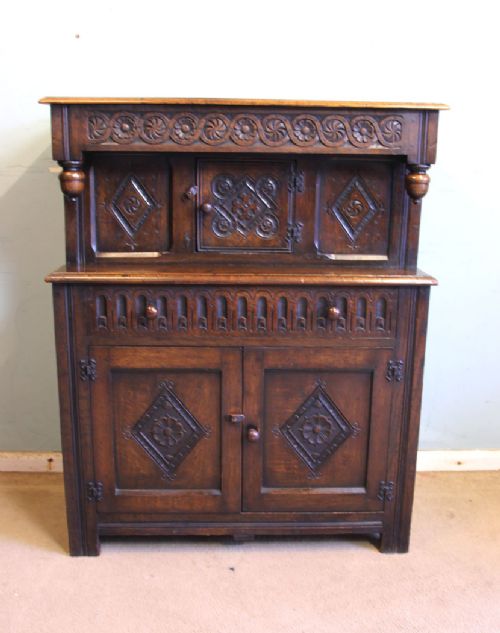 Antique Carved Oak Court Cupboard