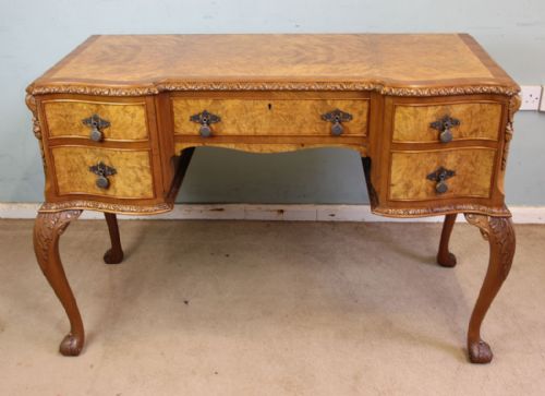 Antique Burr Walnut Side Table Dressing Table Desk,