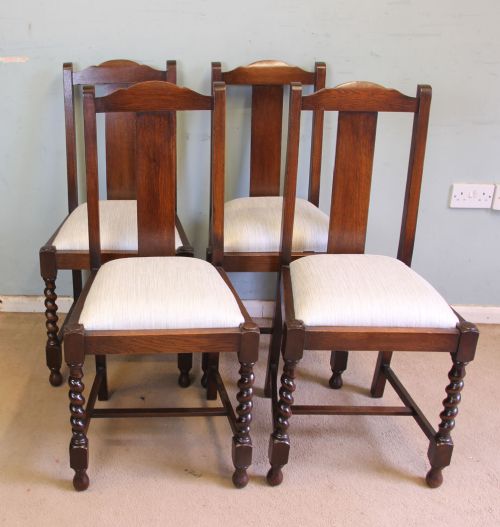 Antique Set of Four Oak Dining Chairs