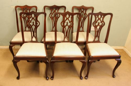 Antique Set of Six Mahogany Chippendale Style Dining Chairs