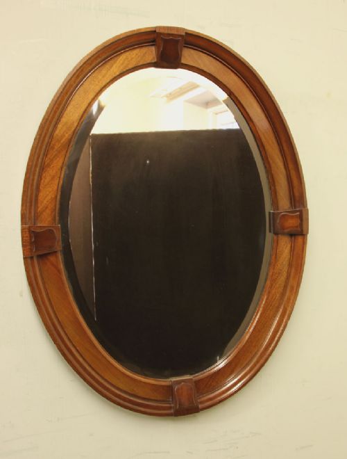Antique Mahogany Oval Overmantle Wall Mirror