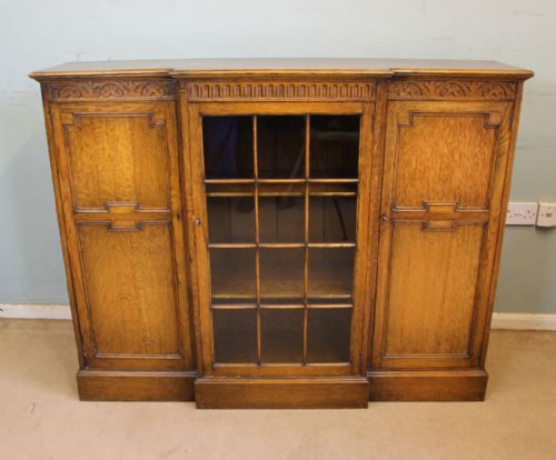 Antique Breakfront Oak Bookcase