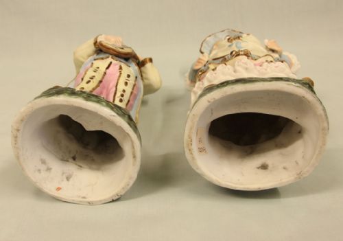 ANTIQUE GLAZED BISQUE PORCELAIN PAIR OF FIGURINES - ADDITIONAL PHOTO 15