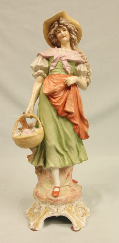 Antique Glazed Figurine of Young Lady
