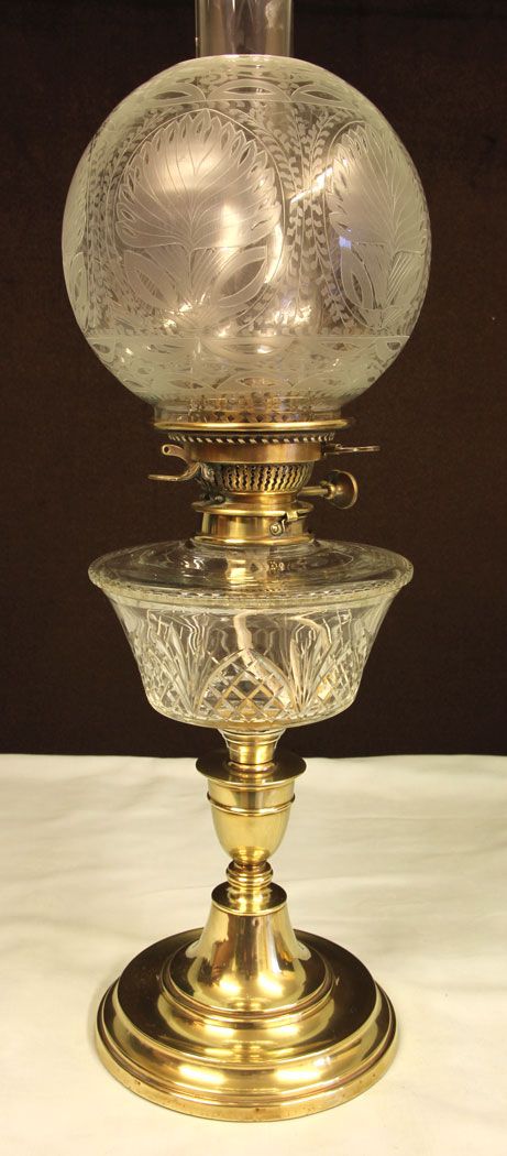 Antique Victorian Oil Lamp & Shade.