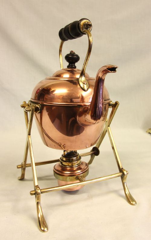 Antique Copper & Brass Kettle on Stand