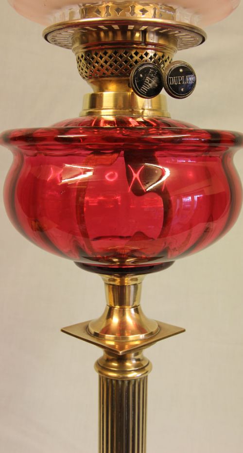fig 1. Antique Victorian Cranberry Oil Lamp