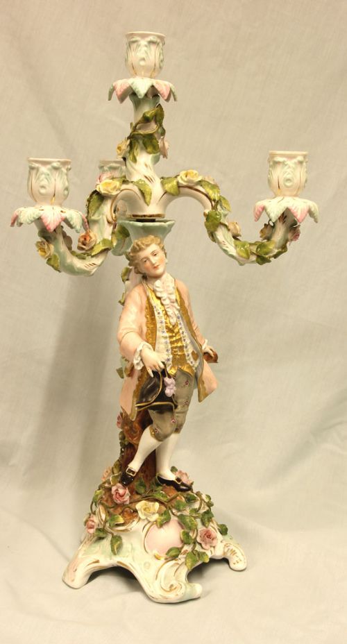 Antique German Porcelain Candelabra