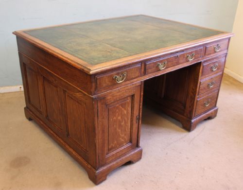 Antique Oak Partners Writing Desk.