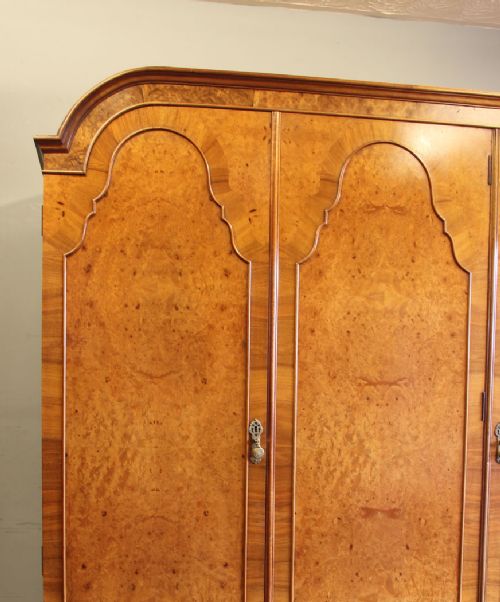 fig 1. Antique Quality Burr Walnut Triple Wardrobe
