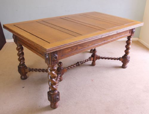 Antique Oak Large Refectory Draw Leaf Farmhouse Extending Dining Table