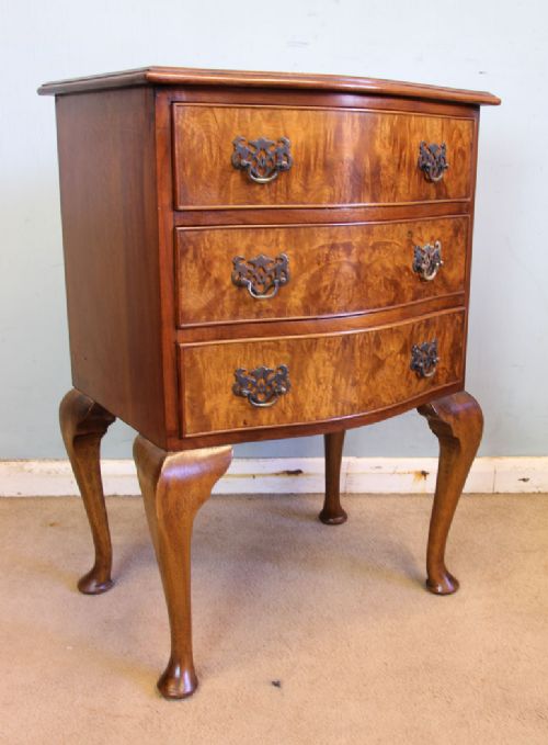 Small Burr Walnut Shaped Front Chest of Drawers