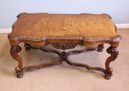 Antique Burr Walnut Shaped Coffee Table