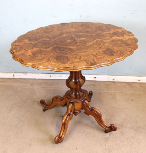 Antique Burr Walnut Shaped Centre Side Table