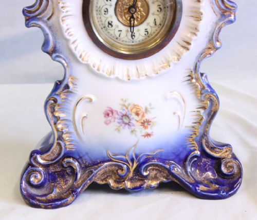 ANTIQUE VICTORIAN PORCELAIN MANTEL CLOCK - ADDITIONAL PHOTO 2