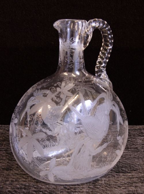 Antique Victorian Etched Glass Decanter